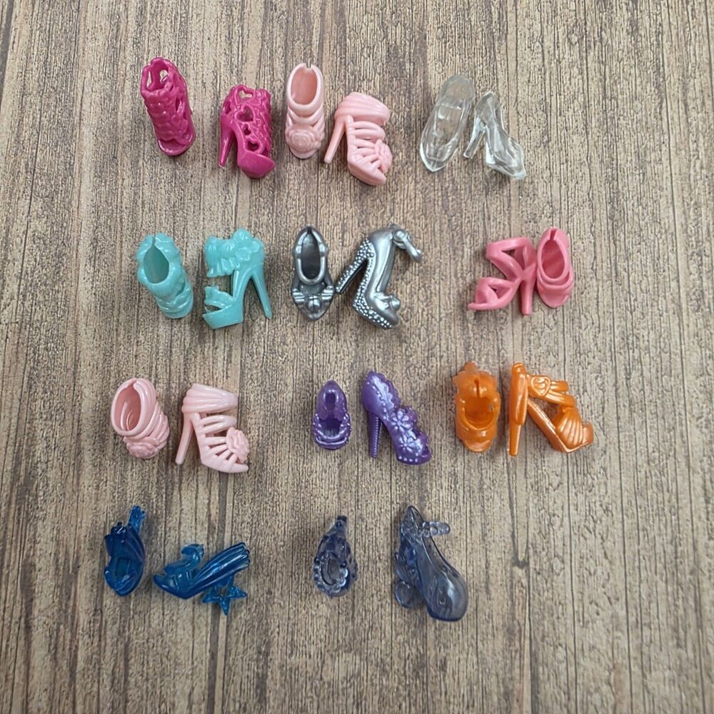 Lot Of 11 Pairs High Heels Barbie Doll Fashion Shoes Monster High Huge Lot Vtg
